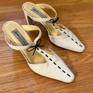 White Leather Bellini Slip on Heels, Size 10M